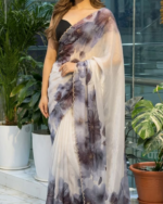 Exclusive Floral Printed Saree (  ব্লাক এস  )