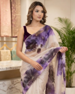 Exclusive Floral Printed Saree ( পার্পেল ) - Image 3