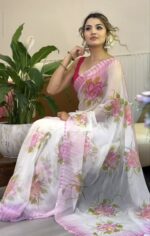 printed saree 💗 পিংক (Pink) - Image 2